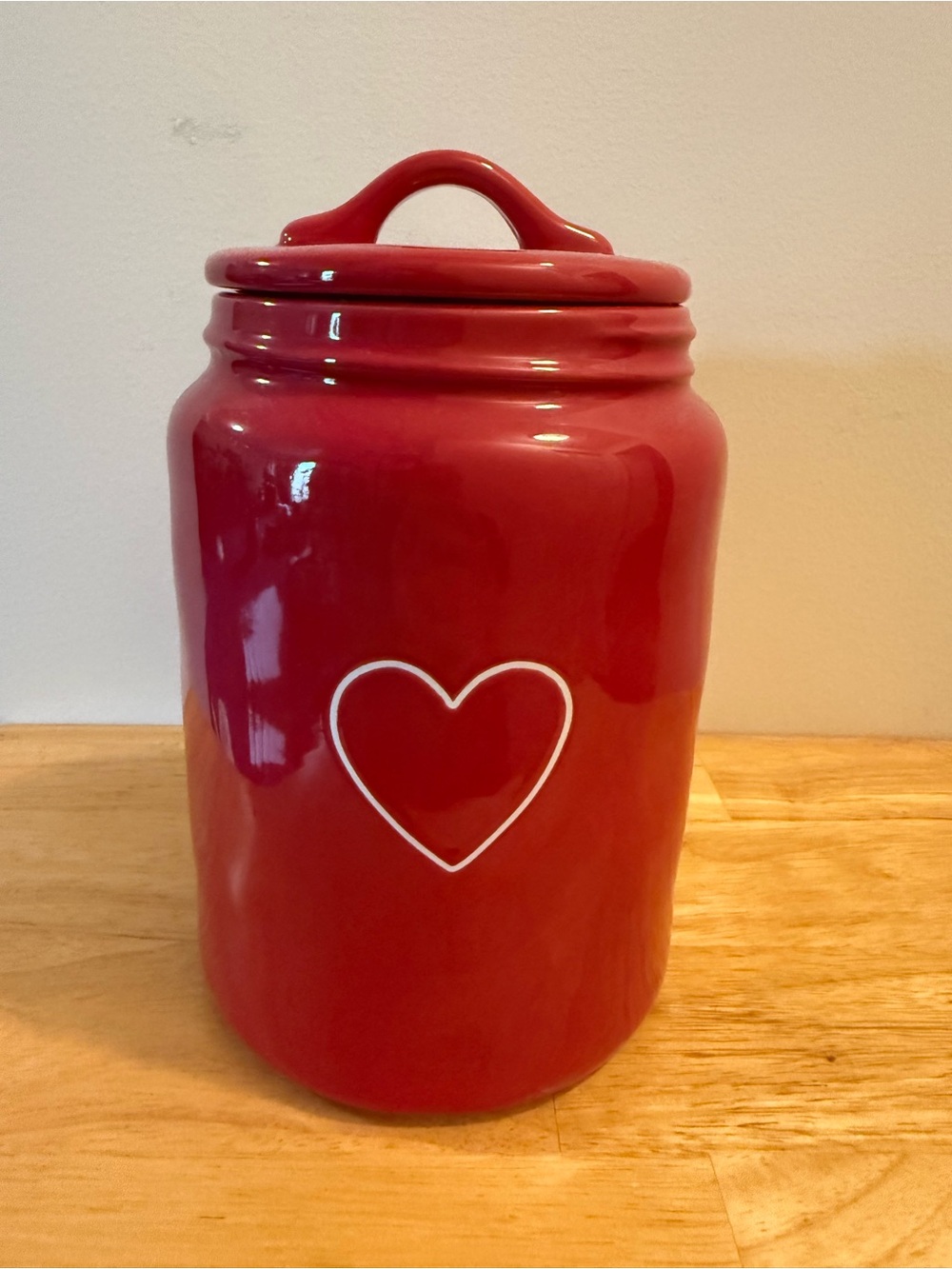 Rae Dunn Red Ceramic Heart Canister